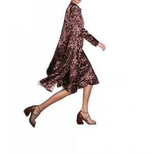 NEW CATHERINE GEE long silk blazer in mocha leopard